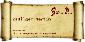 Zséger Martin névjegykártya