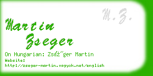 martin zseger business card
